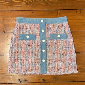 House of Harlow 1960 - Pink Blue Jean Tweed Mini Skirt - Size 4